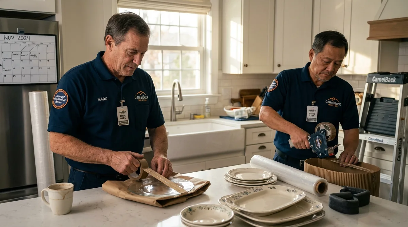 Professional crew packing kitchen dishware in Nettleton, MS